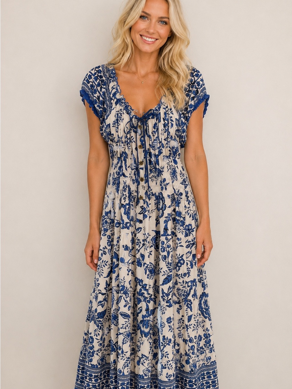 Ostoo Tie-Front Maxi Dress - Women